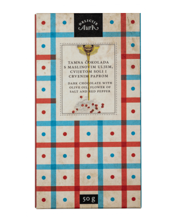 Dark chocolate with Olive Oil, Flower of Salt and Red Pepper 50g - Aura