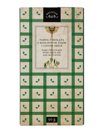 Dunkle Schokolade mit Olivenöl und Mistelzweigblättern 50g - Aura