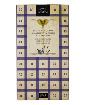 Cioccolato fondente all'olio d'oliva e lavanda 50g - Aura