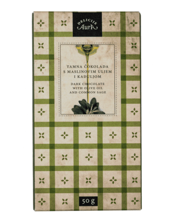 Dunkle Schokolade mit Olivenöl und Salbeiblättern 50g - Aura