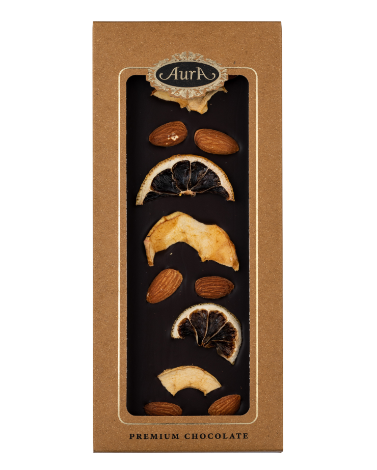 Premium dark chocolate mix Lemon, Apple, Almond 120g  - Aura